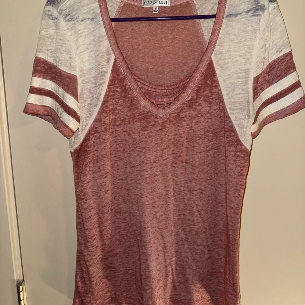 Buckle Brown and Cream Fitted Short Sleeve T-shirt